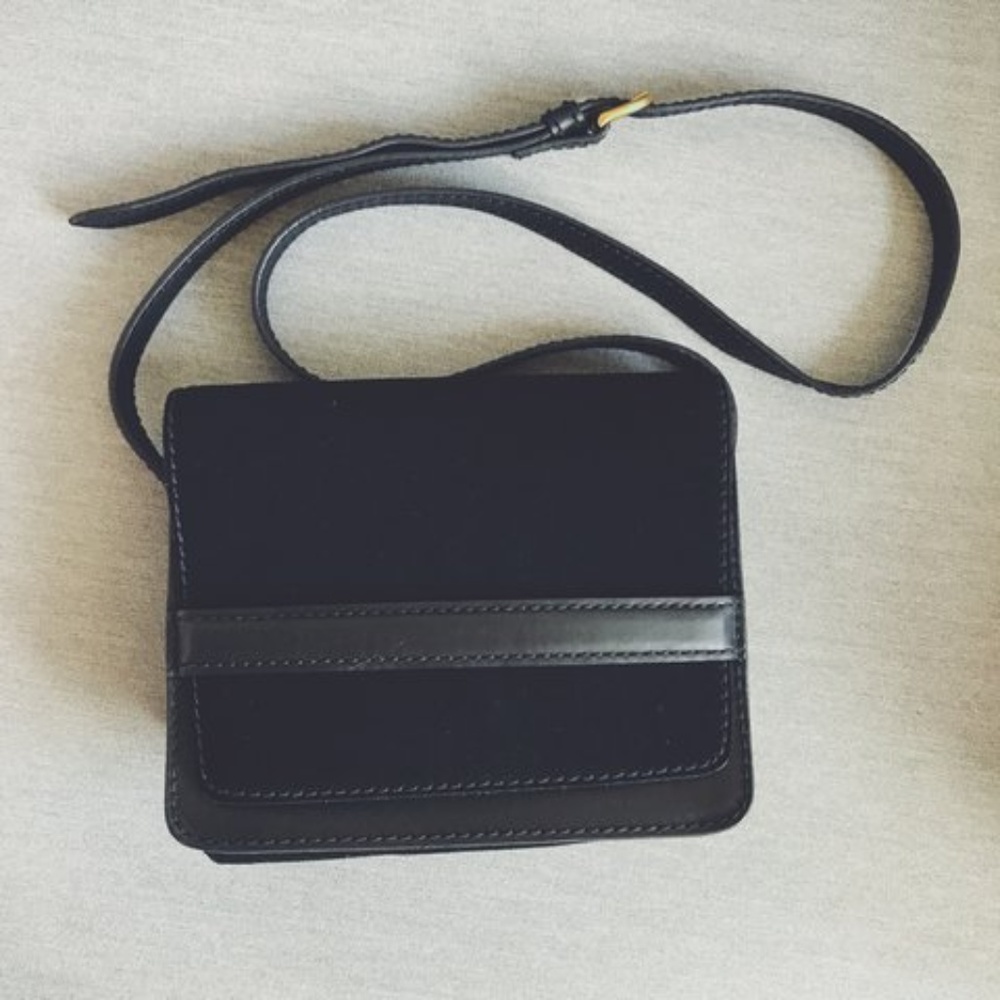 Madewell Albury Crossbody Bag (Black Suede)